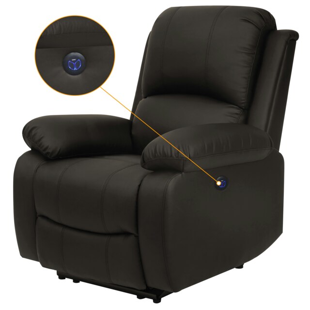 Electric Recliner PU Leather Armchair In Brown
