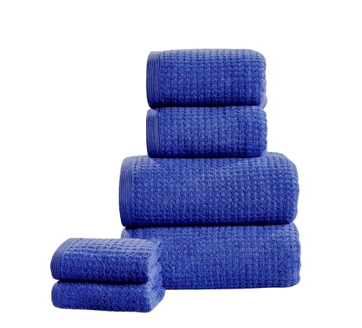 Waffle Pure Cotton Face Towels Super Soft and Absorbant Blue Navy Face cloth 1