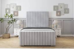"Sloomy Madison Silver Naples Bed Frame With Mattress With 50"" Upholstered Headboard 6' Super King"