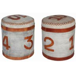 Porto Stool RETRO Canvas and Leather