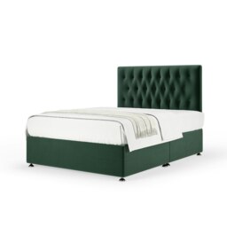 Memory Maestro Memory Foam Green Plush Velvet Divan Set And Lona Headboard Small Double