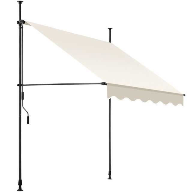 Awning with hand crank - pressure fitted , height adjustable Cream beige 150 x 180 cm 1