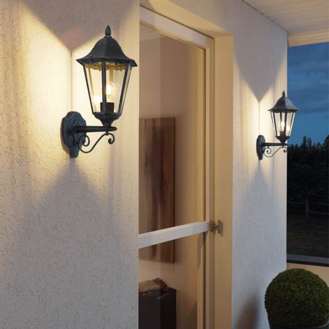 EGLO Navedo Traditional Black Aluminium Exterior Wall Lamp