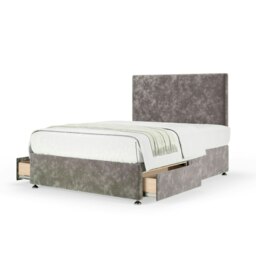 Neptune Spring Silver Chenille 2 Drawer Divan Set And Valencia Headboard Small Single