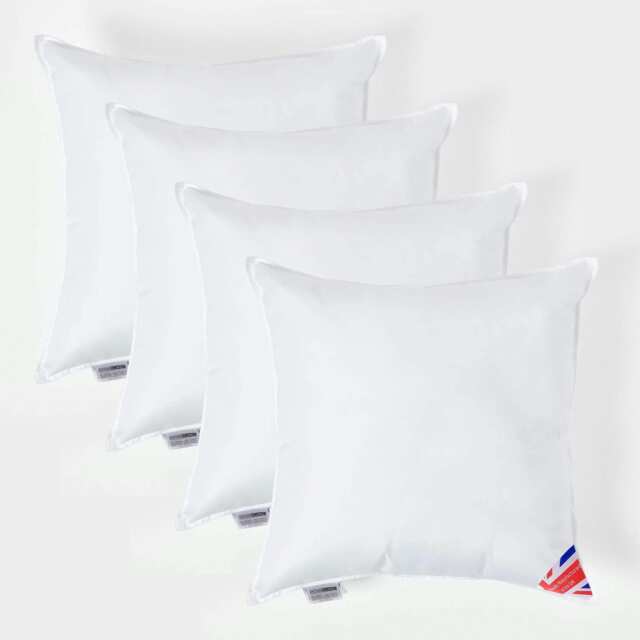 "Homescapes Luxury Super Microfibre Cushion Pad Insert Inner 55 x 55 cm (22 x 22 inches) - Pack of 4 White 55 x 55 cm (22 x 22"")"