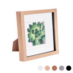 "Nicola Spring 8 x 8"" Photo Frame - Light Wood/White Mount - 3D Photo Frame Picture Frame Box Portrait Display Case (22.5 x 22.5cm)"