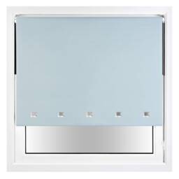 FURNISHED Blackout Roller Blinds with Chrome Square Eyelets and Metal Fittings Blue Duck Egg Blue (W) 120cm x (L) 210cm