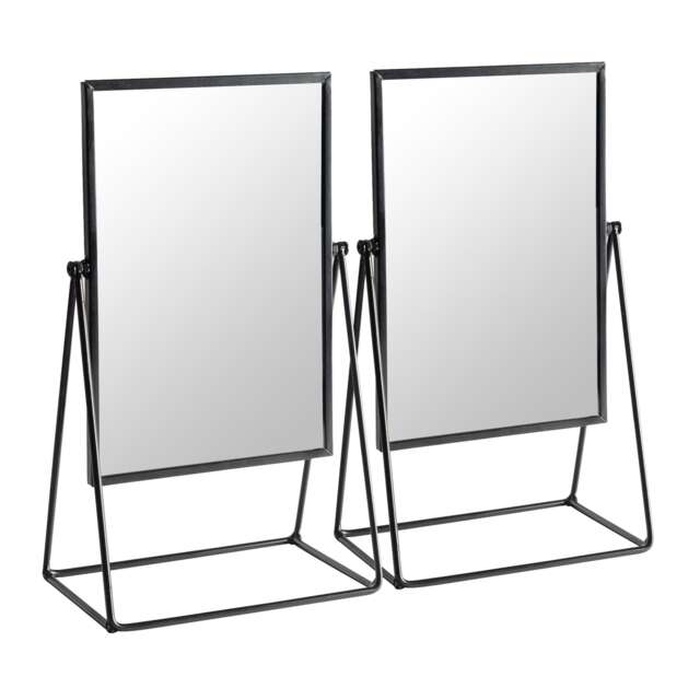 Harbour Housewares Metallic Vanity Mirrors - Adjustable Tilt Dressing Table Mirror Sleek Modern Makeup Mirror - Pack of 2 Black Black 39 x 22cm 2