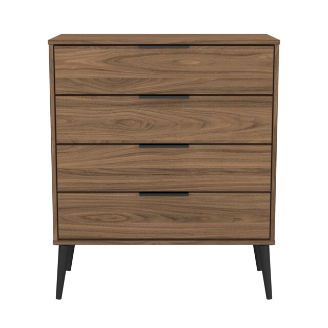 Fuji 4 Drawer Chest of Drawers in Carini Walnut (Ready Assembled) Brown Carini Walnut
