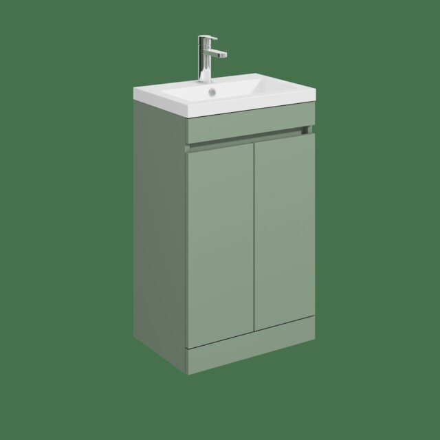 Balterley Floor Standing 2 Door Compact Unit with Polymarble Basin Green 800 x 500 x 353mm