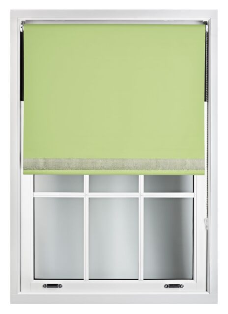 FURNISHED Thermal Blackout Roller Blinds with Diamante Edge Made to Measure Window Shade Green Lime (W) 120cm x (L) 210cm