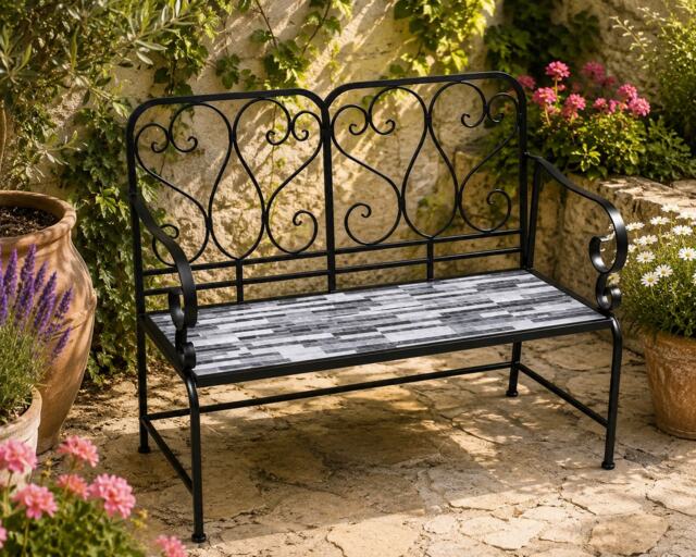 Porto Mosaic 2 Seater Garden Bench - Outdoor Patio Seat