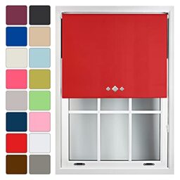 FURNISHED Blackout Roller Blinds with Triple Diamond Eyelets Cut to Size Easy Fit Window Shade - (W)120cm x (L)210cm Red Red (W) 120cm x (L) 210cm