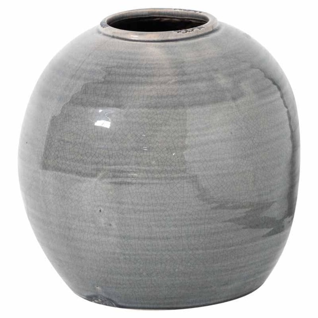 Garda Glazed Tiber Vase - Ceramic - L29 x W29 x H28 cm - Grey Grey