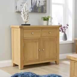 Melbourne 2 Drawer 2 Doors Sideboard Solid Wooden Cabinet Oak Top Brown Oak