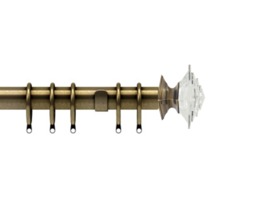 35mm Fixed Length Metal Curtain Pole Set Antique Brass Luxe Aztec Finial 240cm Bronze Bronze