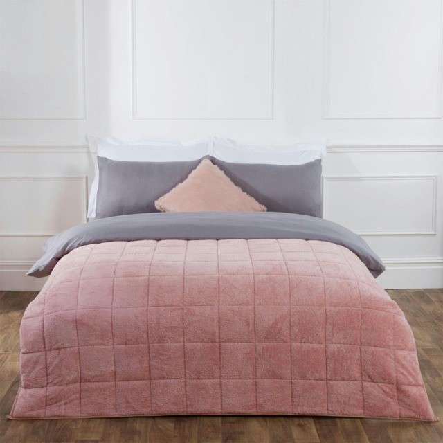 OHS Teddy Fleece Weighted Blanket 8kg, 150x200cm - Blush Pink
