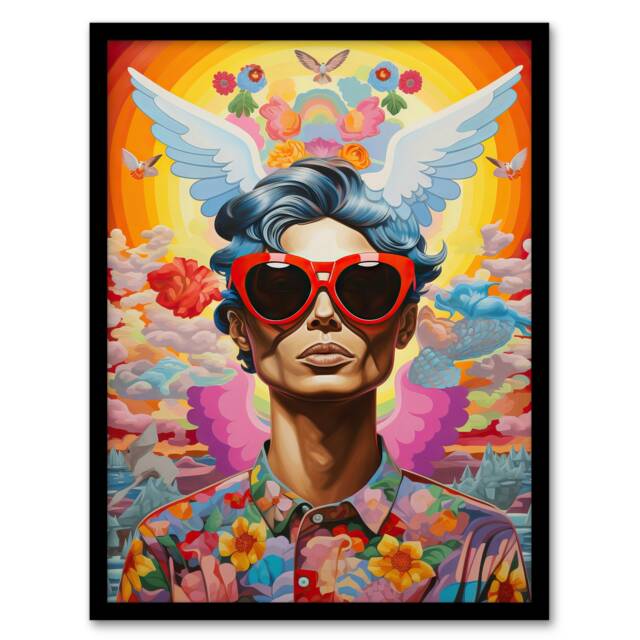 Colourful Magnificent Maximalist Portrait Modern Black Framed Wall Art Print A4