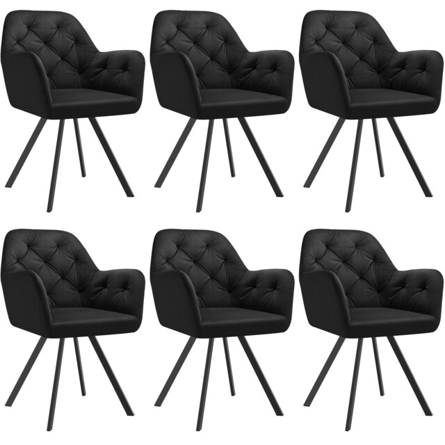 Armchair Lucia - padded, quilted pattern, 180 degree swivel chair Black black 6