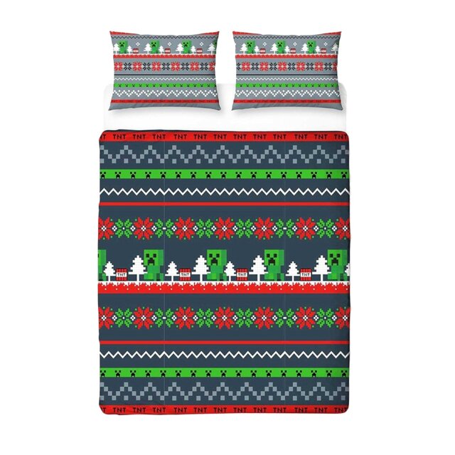 Minecraft Christmas Reversible Duvet Set Multi Multicoloured Single 1