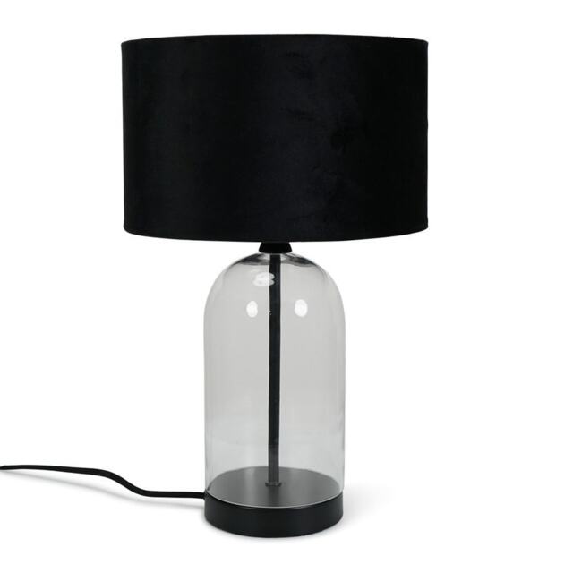ValueLights Jessy Black Metal Table Lamp Black Velvet Shade and Bulb
