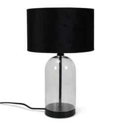 ValueLights Jessy Black Metal Table Lamp Black Velvet Shade and Bulb