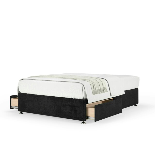 Neptune Spring Black Naples Velvet 2 Drawer Divan Set Super King