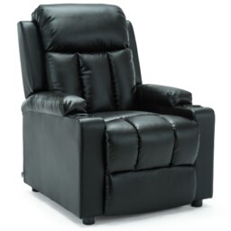 Studio Bonded Leather Recliner w Drink Holders Sofa Chair (Black)