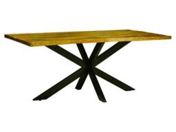 Kerela Artificial Edge Spider Leg Dining Table - Mango Wood/Iron - L100 x W200 x H76 cm - Mango PP Saw Finish Brown