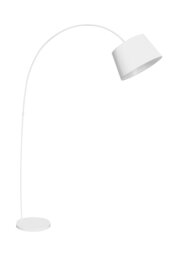 Orsina White Arched Floor Lamp, Modern Metal Arc Design with Fabric Shade, Soft Glow Lighting with Weighted Base
