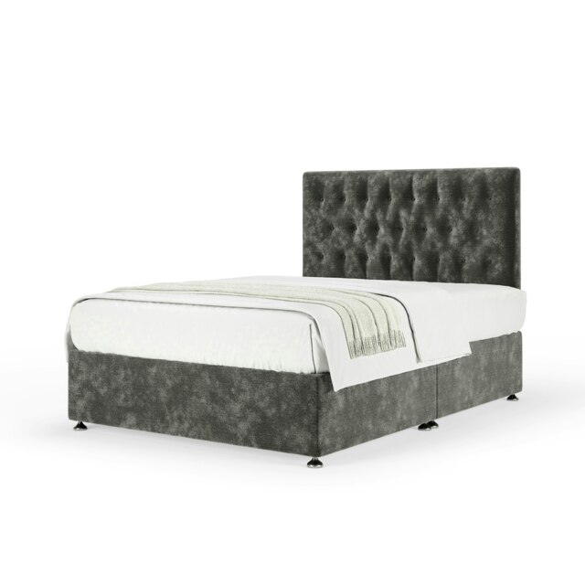 Majestic 1000 Pocket Sprung Charcoal Chenille Divan Set And Lona Headboard Double