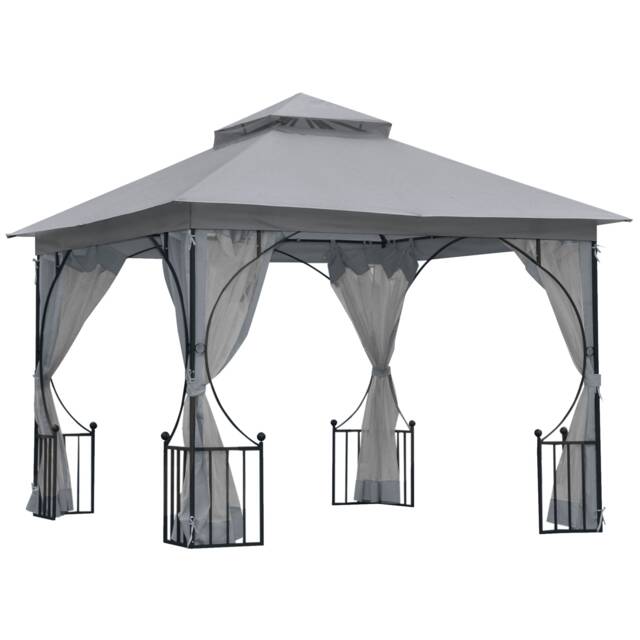 Outsunny Gazebo Party Tent Canopy Sun Shade for Patio Garden 3x3(m) Grey