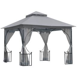 Outsunny Gazebo Party Tent Canopy Sun Shade for Patio Garden 3x3(m) Grey