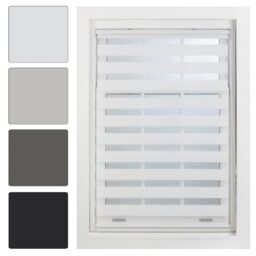 FURNISHED Day and Night Roller Blinds Zebra Window Shades Made to Measure (W)120cm x (L)210cm White White (W) 120cm x (L) 210cm