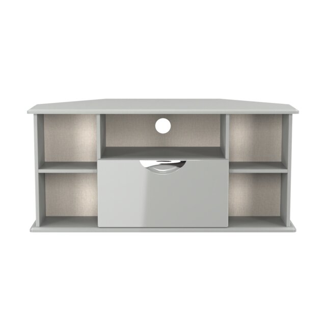 Holborn Corner TV Stand in Grey Gloss & Dusk Grey (Ready Assembled) Grey Grey Gloss & Dusk Grey