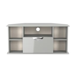 Holborn Corner TV Stand in Grey Gloss & Dusk Grey (Ready Assembled) Grey Grey Gloss & Dusk Grey