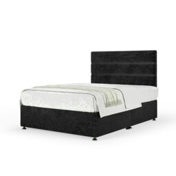 Black Naples Velvet No Drawer Divan Base and Milan Headboard Single