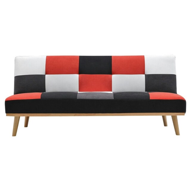 Living and Home 3-Seater Multicolour Checkered Sofa Bed Multi Three Seater