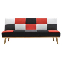Living and Home 3-Seater Multicolour Checkered Sofa Bed Multi Three Seater