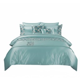 Embroidery Duvet Cover Set Luxury Bedding with Matching Pillowcases Blue King