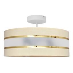 Helen Cylindrical Pendant Ceiling Light Ecru, Gold, White 40cm