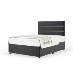Super Ortho Orthopaedic Graphite Plush Velvet Divan Set And Milan Headboard Small Single