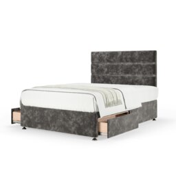 Ortho Classic Orthopaedic Charcoal Chenille 2 Drawer Divan Set And Milan Headboard Single