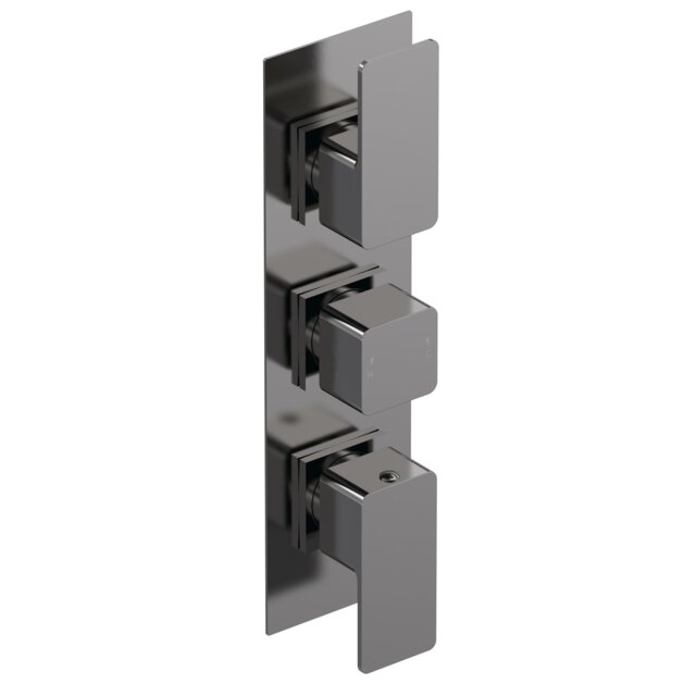 Balterley Empire 3 Outlet Concealed Shower Valve Thermostatic Square Silver Brushed Pewter 1