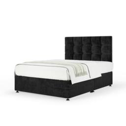 Memory Maestro Memory Foam Black Naples Velvet Divan Set And Pearl Headboard Small Single