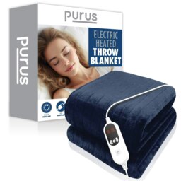 Purus Electric Heated Fleece Blanket Throw 160x120cm - Blue