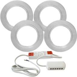 4-Pack Chrome Round LED Under Cabinet Lights with Driver - Natural White 4000K