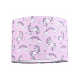 Beautiful Modern Soft Lilac Cotton Lampshade with Unicorns Clouds and Rainbows Purple Lilac 1