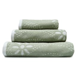 Luxury Marrakesh Floral Geo Patterned Towels - 100% Cotton Green Sage Green Hand towel