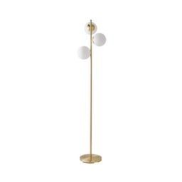 ValueLights Jas 3 Gold Metal Floor Lamp White Frosted Glass Shades Gold White
